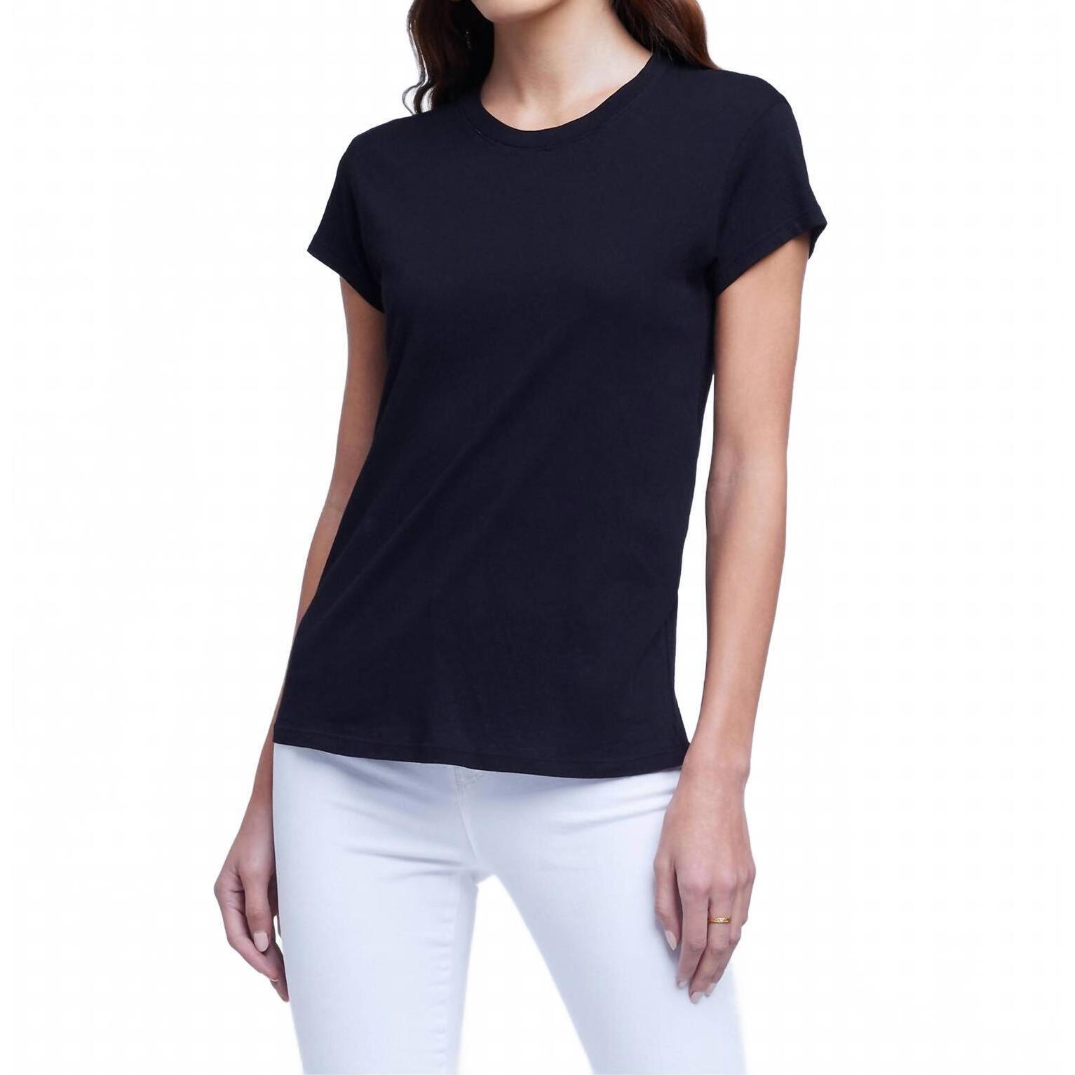 New L'agence Cory Short Sleeve Crew Neck Tee In Black